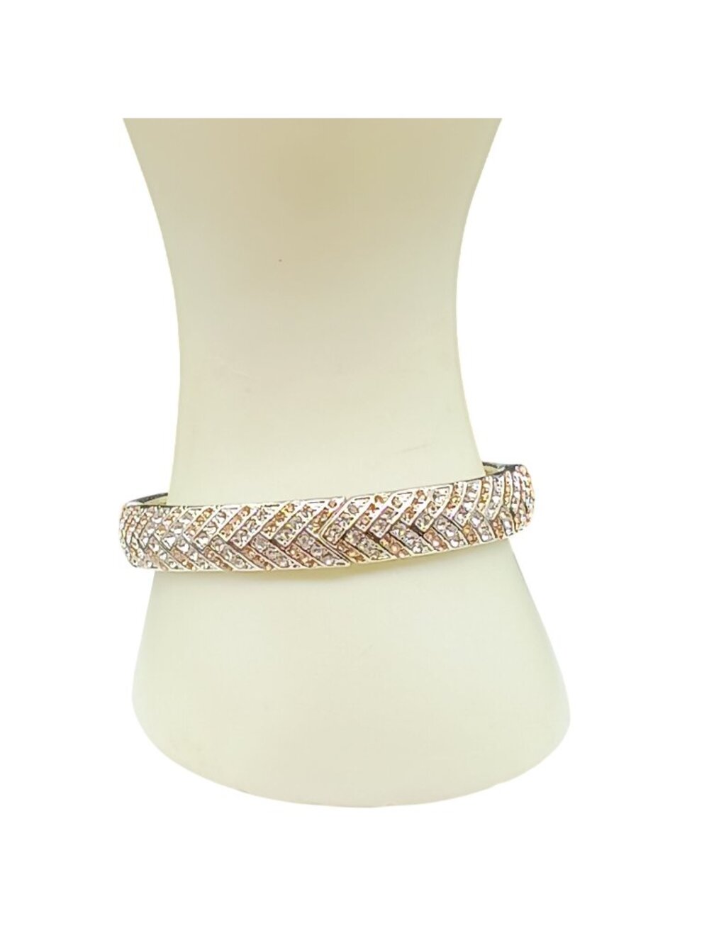 Park Lane Chandler Silver-Tone Crystal Herringbone Bangle Bracelet With Box - Picture 1 of 4